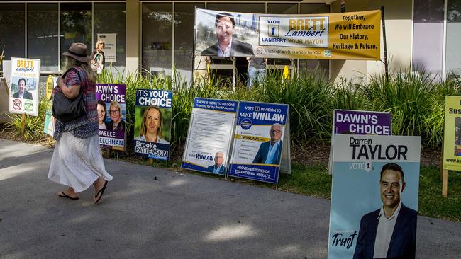 Pre-polling lines at the  Southport Community Centre on Wednesday.  Picture: Jerad Williams