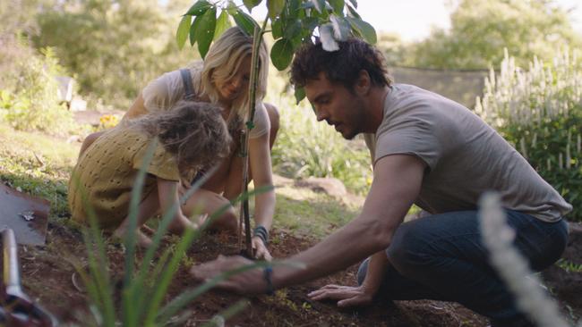 Damon Gameau, wife Zoe and daughter Velvet in 2040.