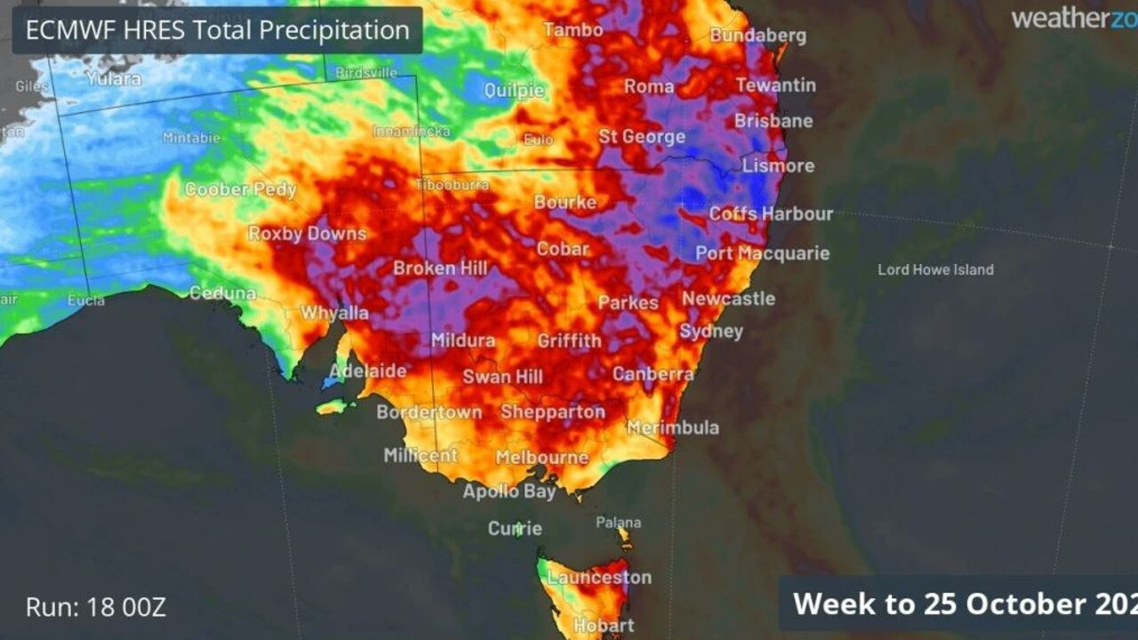 More drenching rain is on its way to the east coast next week. Picture: Weatherzone