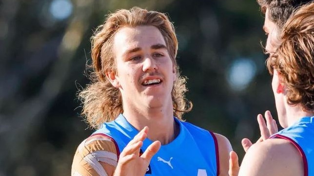 Shadeau Brain celebrates a goal during the Allies' NAB AFL Under-18 Championships clash against Vic Metro on June 25, 2022. Picture: Getty Images