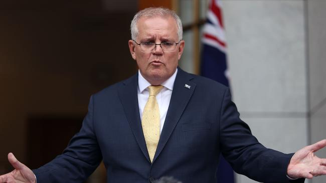 Prime Minister Scott Morrison. Australia is but a small player with Russia. Yet the global momentum is strong. Picture: NCA NewsWire / Gary Ramage