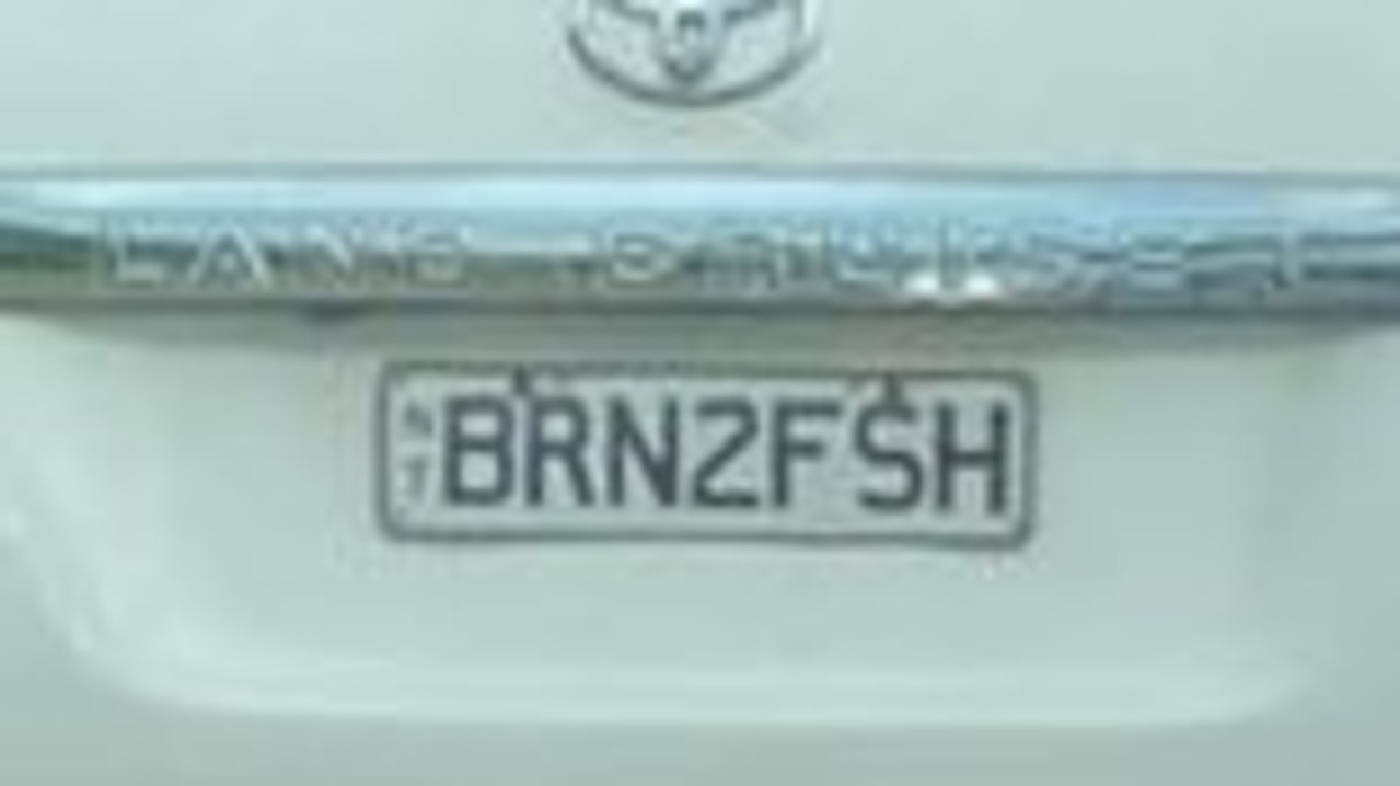 NT funny number plate, BRN2FSH. Picture: Facebook / Koinonia Tuipulotu