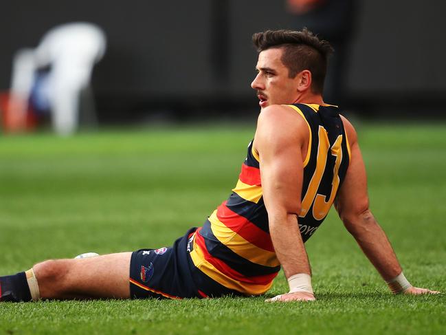 Dejected Adelaide Crows captain Taylor Walker on the final siren after losing to the Richmond Tigers in the 2017 AFL Grand Final at the MCG. Picture. Phil Hillyard