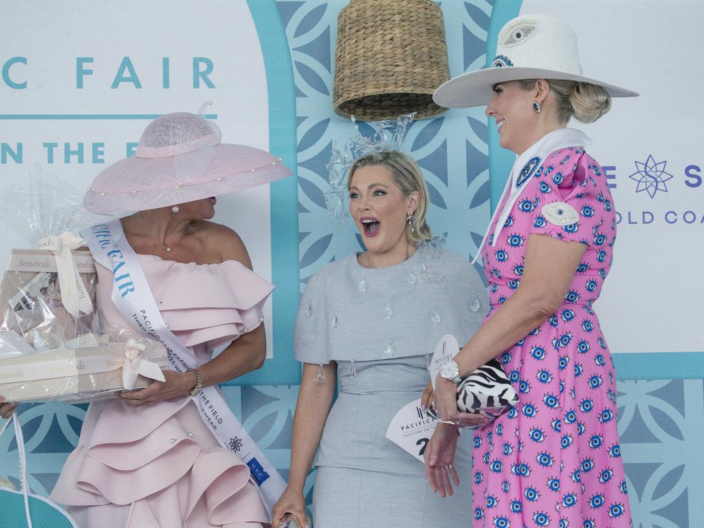 Fashion on the Field Finalists show off their outfits. Picture: Glenn Campbell