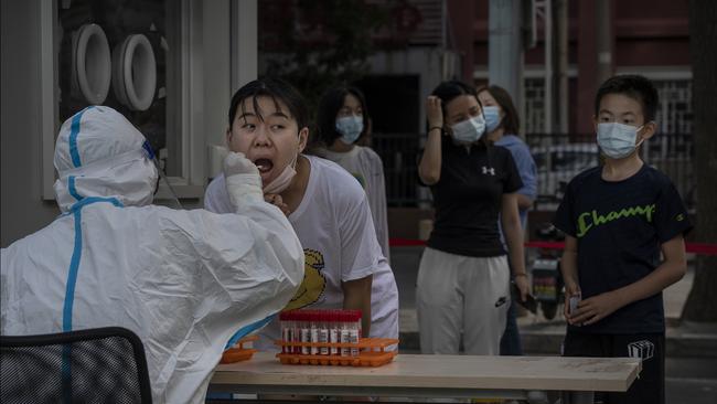 A woman is tested for Covid-19 in Beijing. Picture: Getty Images