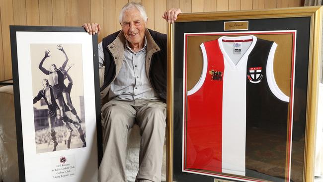 St Kilda legend Neil Roberts before the club’s 150th year anniversary this weekend. Picture: Michael Klein