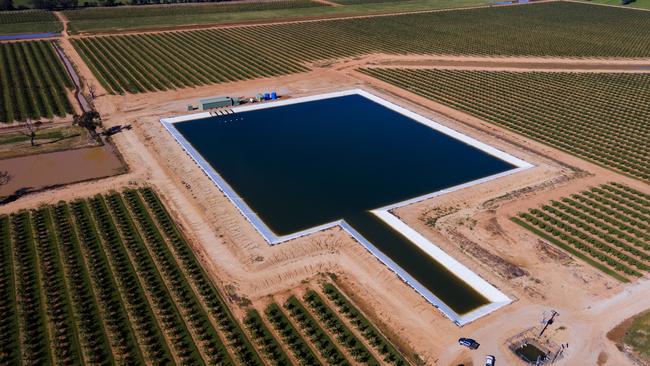 An aerial view of the goFarm Maplestone Orchard near Katunga in northern Victoria.