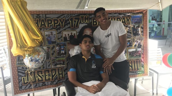 Titans prospect Joseph Pouniu has been diagnosed as a quadriplegic after suffering a devastating spinal injury. Picture: Supplied.