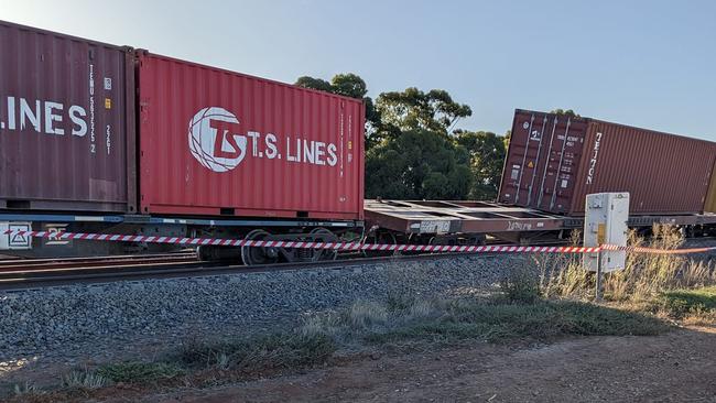 A train derailed at Two Wells on Wednesday evening: Picture: Jennifer Edwards