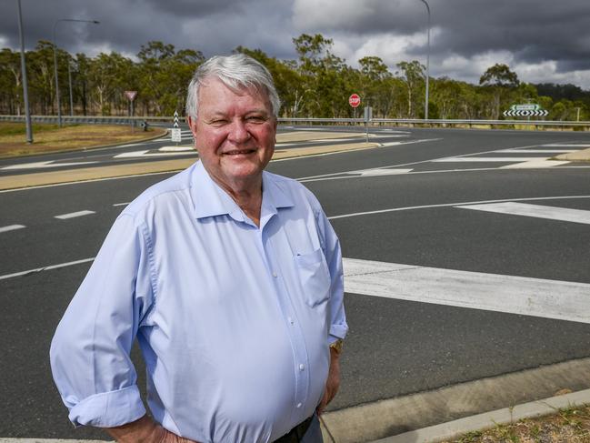 Flynn MP Ken ODowd at the intersection of Kirkwood Road and Dixon Drive in Gladstone. The intersection will have traffic lights installed thanks to federal government black spot funding.