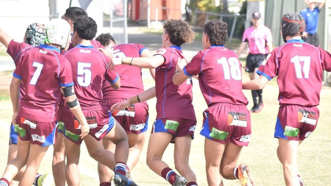 The Wavell SHS Walters Cup boys celebrate scoring.