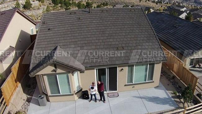 A drone view of Stephen Paddock's house Adam Le Fevre visited in 2015. It was one of the houses police raided after the massacre. Picture Nine/A Current Affair