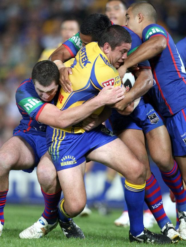 Nathan Cayless in action during the game he kicked a field goal to send the game to golden point.