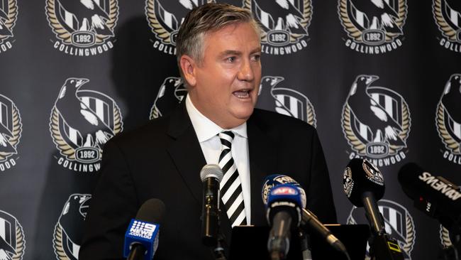 Eddie McGuire at his farewell press conference. Picture: Mackenzie Sweetnam/Getty Images