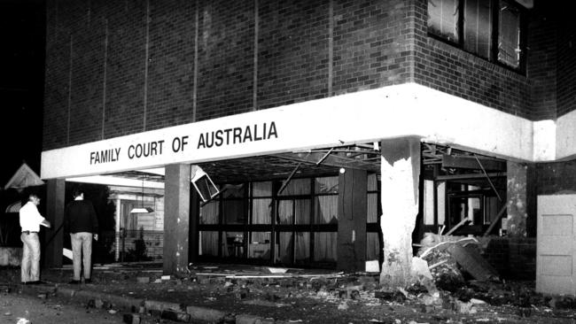 Family Law Court of Australia in Parramatta after a bomb exploded in the outside foyer in 1984. Picture: News Corp