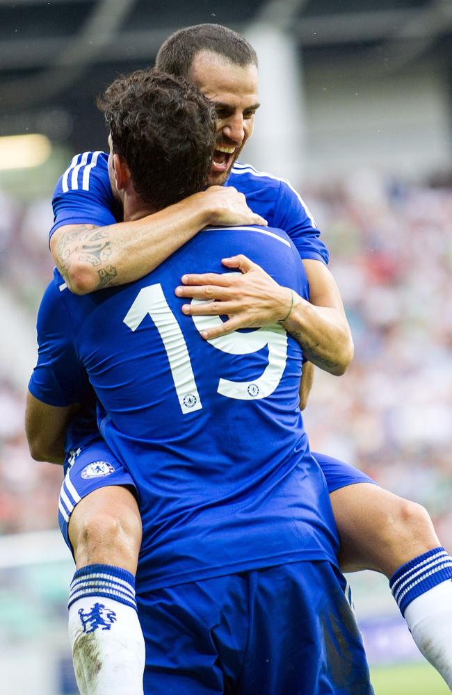 Chelsea signings Diego Costa and Cesc Fabregas linked up for the Blues’ first goal.