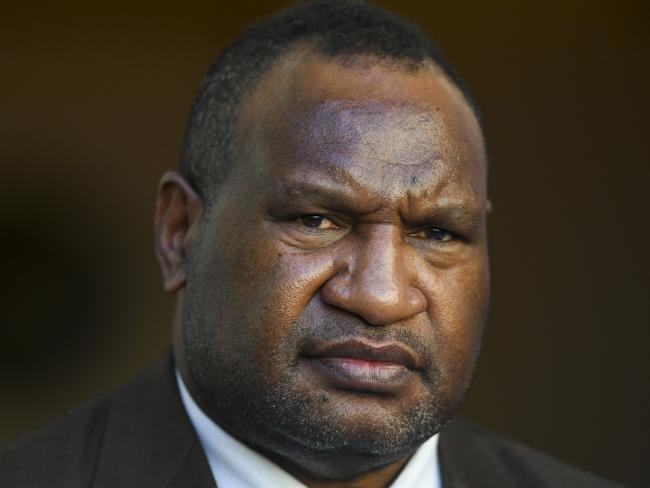 Prime Minister of Papua New Guinea James Marape speaks during a joint media statement with Australian Prime Minister Scott Morrison at Parliament House in Canberra, Monday, 22 July, 2019. James Marape is in Australia on a six day official visit. (AAP Image/Lukas Coch)