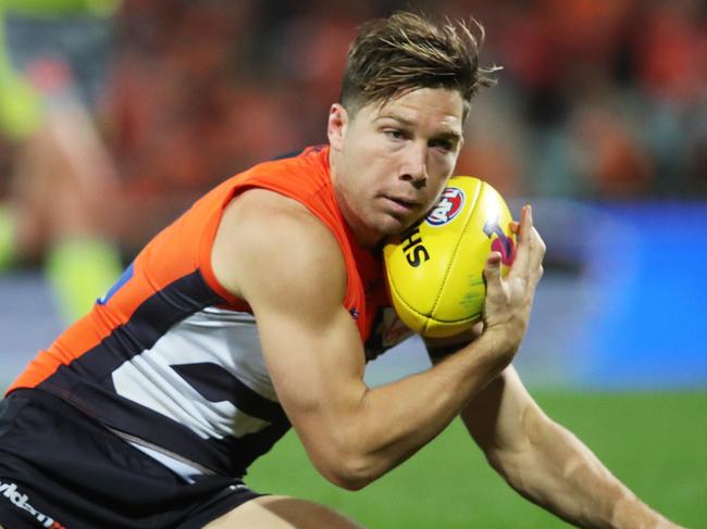 Giants Toby Greene marks after kicking Nic Newman during AFL Elimination Final between the Sydney Swans and GWS Giants at the SCG. Picture. Phil Hillyard