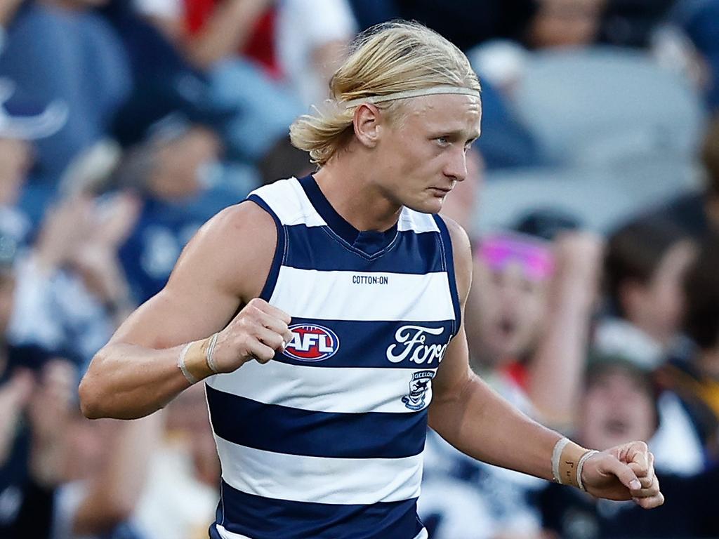 Cats youngster Ollie Dempsey looks set in Geelong’s side for Round 1. Picture: Michael Willson/AFL Photos via Getty Images.