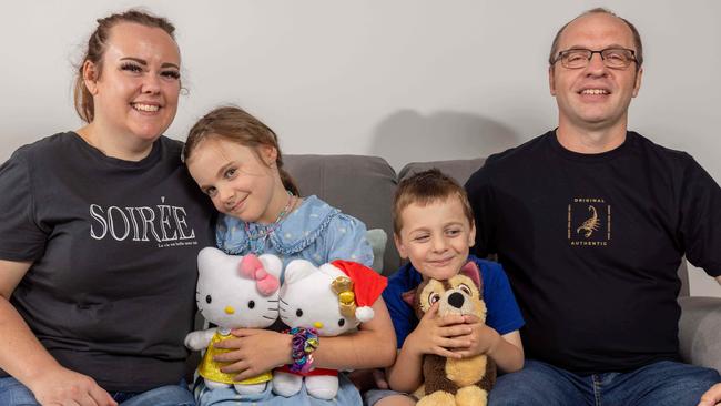Nick and Janelle Roumbos with their two children, Savannah and Nate at Munno Para Downs, SA. Pictured on March 1st 2025. Picture: Ben Clark