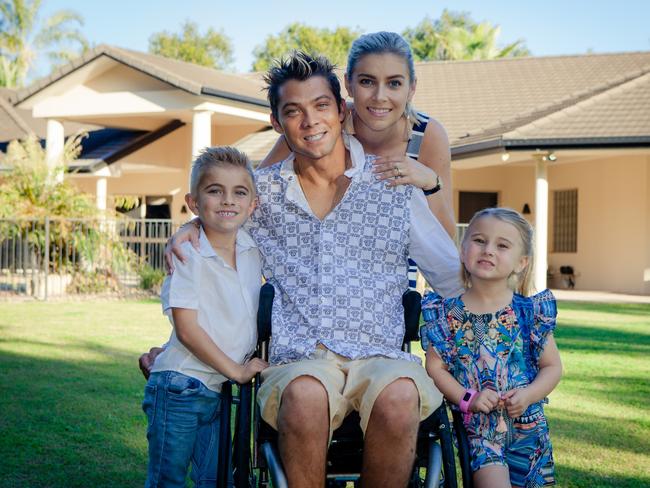 Matthew Kuhne with his wife, Kylie, their son, Levi, and daughter, Aisha.