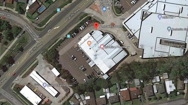 A man, 24, is in critical condition after crashing his motorcycle in the Northlakes Tavern car park. Picture: Google