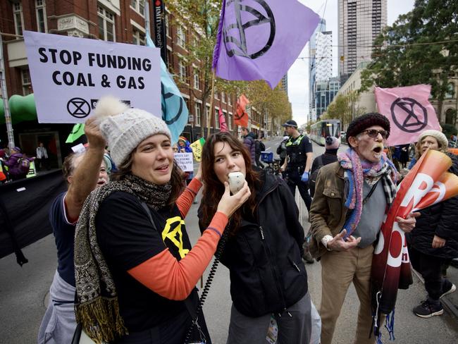 Extinction Rebellion stops traffic in the city this morning Picture: David Geraghty