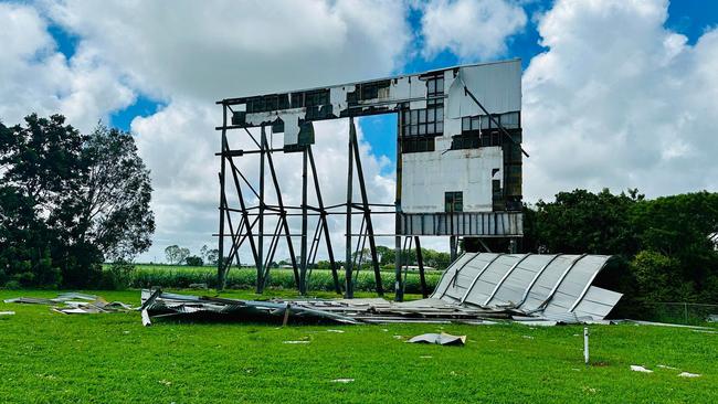 AFTER: Damage left behind by Cyclone Kirrily at the Stardust Drive-In. Picture: Cas Garvey