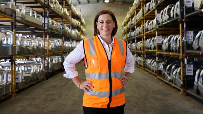 Queensland opposition LNP leader Deb Frecklington visited East Coast Bullbars to support the manufacturing industry. Picture: NCA NewsWire / Sarah Marshall