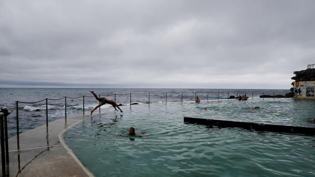 Gloomy weather at Sydney’s Bronte Beach on Tuesday. Picture: Nikki Short