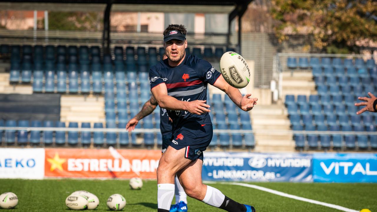 Angus Crichton training ahead of the World Club Challenge match between the Sydney Roosters and St Helens. Picture: Sydney Roosters
