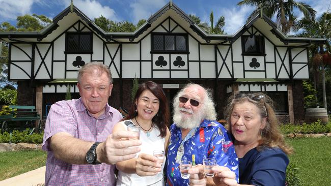 New owners Gordon Chalmers and Shumei Hou with founders Michael and Alla Ward toasting the sale in January. Photo: Glenn Hampson