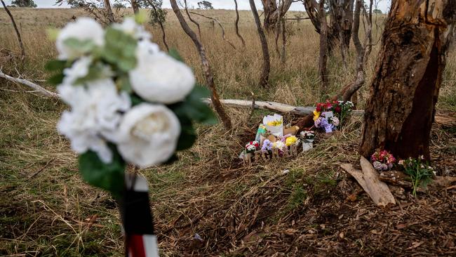 Bochara fatal crash where four people were killed in a car accident. Hamilton. Tributes are placed at scene of the crash on Wannon-Nigretta Falls Road. Picture: Jake Nowakowski