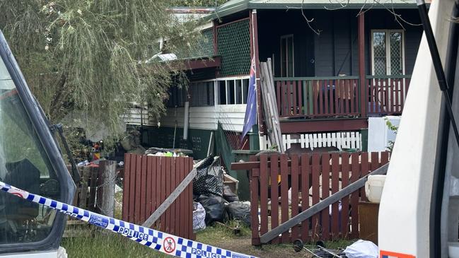 The house in Gin Gin where Pheobe Bishop had been living with her two flatmates, and where police reportedly found multiple dead dogs search their extensive search.