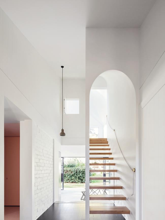 The floating staircase at Roseville House. Picture: Katherine Lu