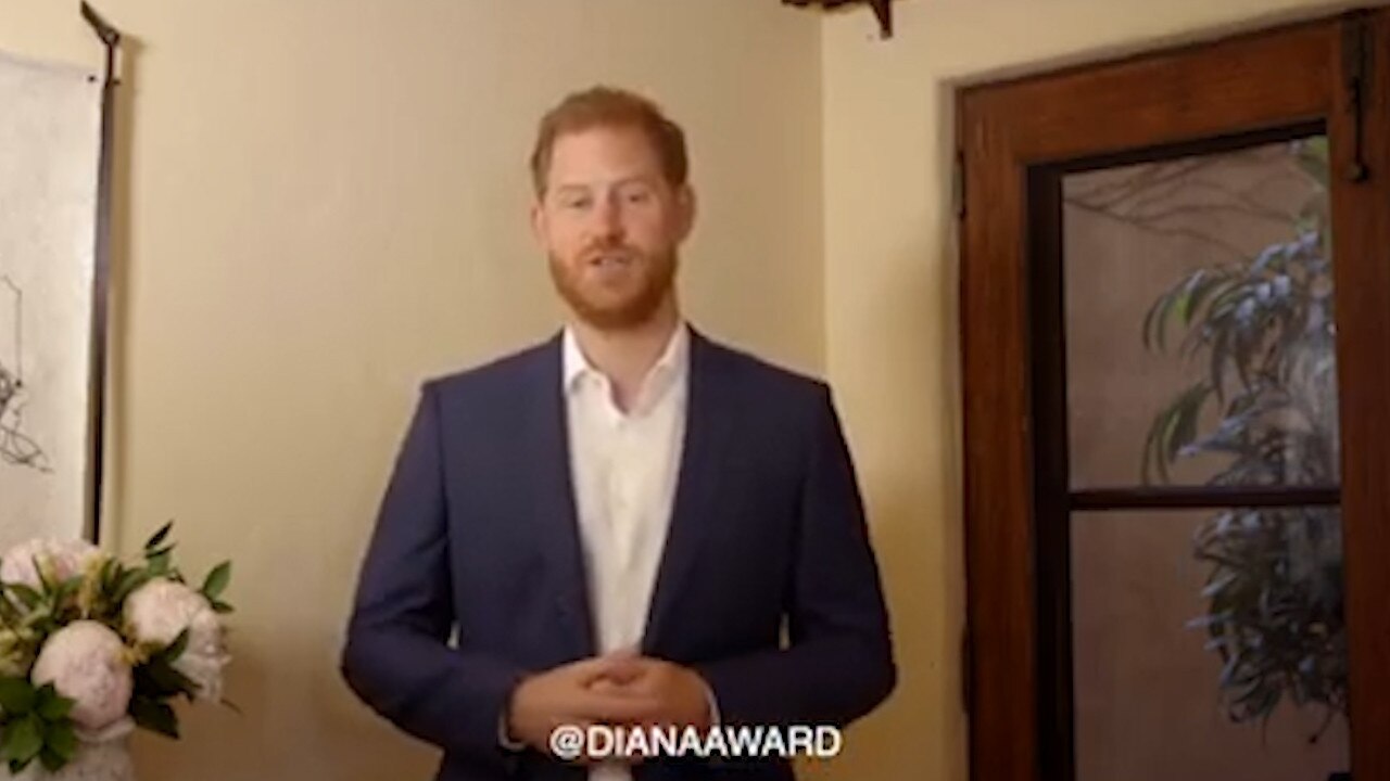 Prince Harry appears in a new video message to those at the Diana Awards. Picture: Supplied