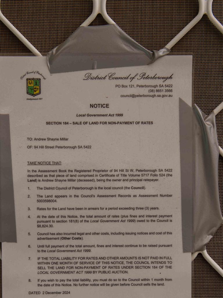 The rates notice on the door of at 94 Hill Street West, Peterborough. Picture Mark Brake