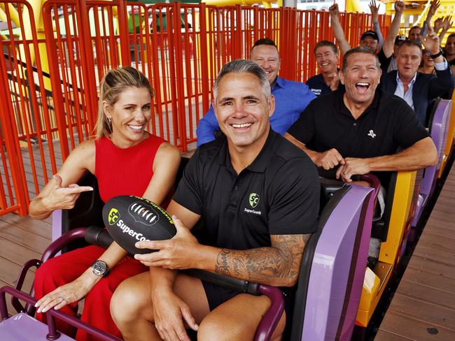 DAILY TELEGRAPH - 18.2.25Super Coach shoot at Luna Park today. Lara Pitt and Corey Parker in front carriage. Picture: Sam Ruttyn