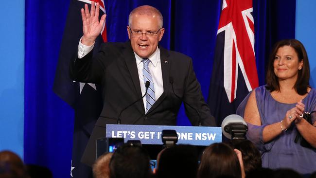 Scott Morrison at NSW Premier Gladys Berejiklian’s election-night function. Picture: Sam Ruttyn