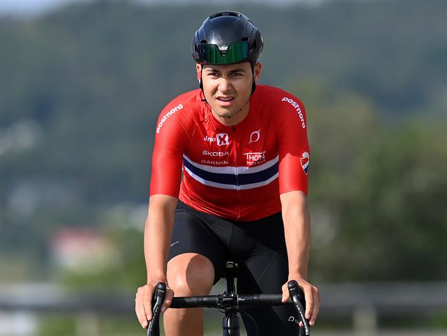 MALSELV, NORWAY - AUGUST 07: Andre Drege of Norway and Team Norway prior to the 8th Arctic Race Of Norway 2021, Stage 3 a 184,5km stage from Finnsnes - Senja to Målselv - Alpine village 375m / #ArcticRace / on August 07, 2021 in Malselv, Norway. (Photo by Stuart Franklin/Getty Images)