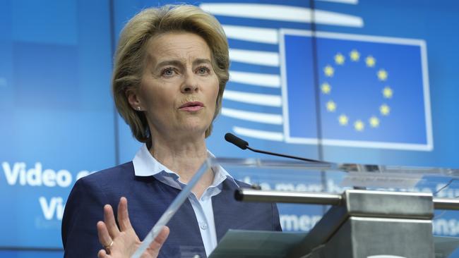 European Commission president Ursula von der Leyen says almost $US8bn has been raised from a vaccine research fundraiser. Picture: AP