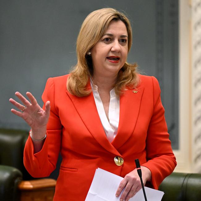 Queensland Premier Annastacia Palaszczuk responded to a question regarding the Gladstone Hospital birthing bypass right before the end of Question Time on Thursday morning. Picture: Dan Peled