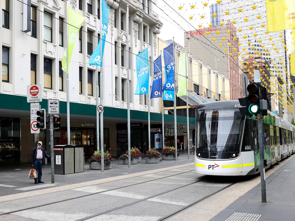 A near-empty Melbourne street. The Victorian capital was locked down for large parts of 2020 and 2021. Picture: NCA NewsWire / Ian Currie