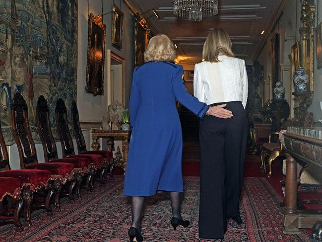 Queen Camilla spoke to Olena Zelenska about the “bravery and resilience” of Ukrainians. Picture: AFP