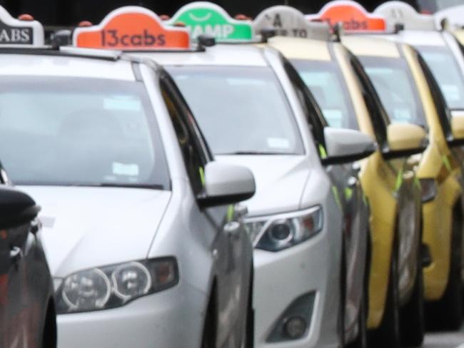 Melbourne Airport is demanding the state government bring back the ban on touting as it is inundated with horror stories from travellers about the Òpredatory behaviourÓ of rogue drivers. Pic of the taxi lineup at the airport. Saturday, July 14, 2019