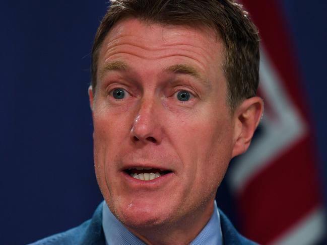 Australian Attorney-General Christian Porter speaks to the media during a press conference with Australian Prime Minister Scott Morrsion in Sydney, Tuesday, December 10, 2019. Mr Morrison released a second version of his proposed religious freedom laws for public comment. (AAP Image/Paul Braven) NO ARCHIVING