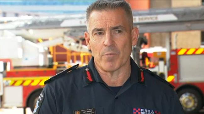 MFS Acting Chief Officer Jeff Swann speaking at the press conference. Pictures: 7NEWS