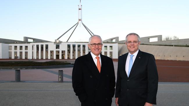 The Prime Minister Malcolm Turnbull with Treasurer Scott Morrison have declared war on banks doing passing on higher interest rates and fees to customers. Picture: Kym Smith