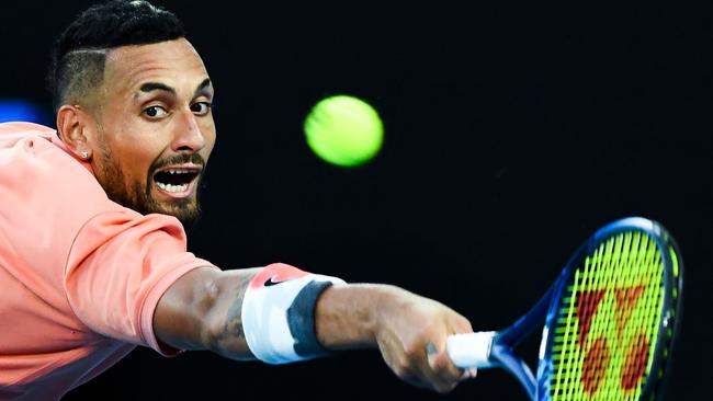 In a candid podcast, Nick Kyrgios says he just wants to play tennis for fun and admits his body probably won’t hold up to take him to a grand slam title. Picture: AFP