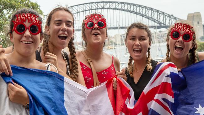 Visitors from France in Sydney to celebrate New Year’s Eve. Picture: Monique Harmer